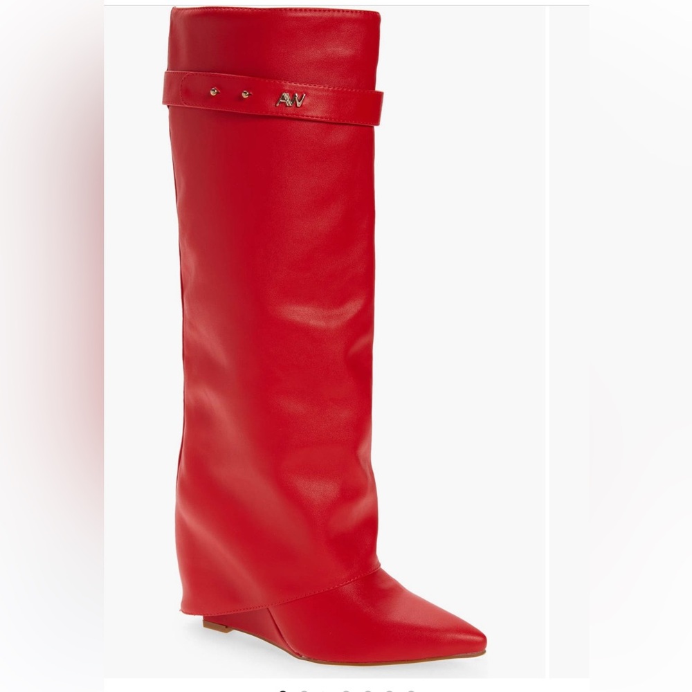 Azalea Wang Melina Red Wedge Boot